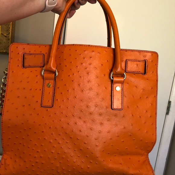 MK Large Orange Ostrich Bag Hamilton - Picture 5 of 8